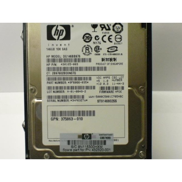 Disque Dur Hp SAS 2.5 10Krpm 146 Gb 430165-003