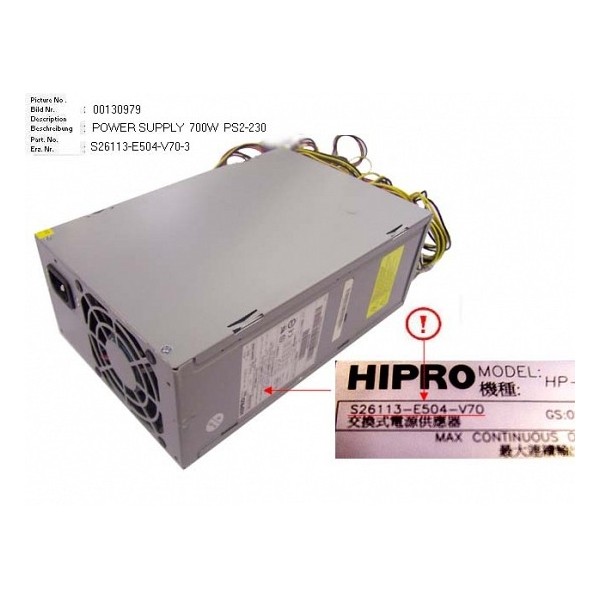 Alimentation pour Fujitsu TX200 S2 Ref : S26113-E504-V70