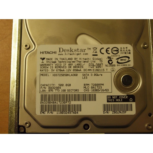 Disque Dur Dell/Emc Fibre 3.5 7200rpm 500 Gb : 005048608