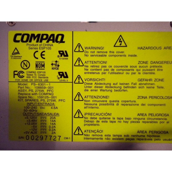 Used Power-Supply HP 108859-001 serveur-occasion.com