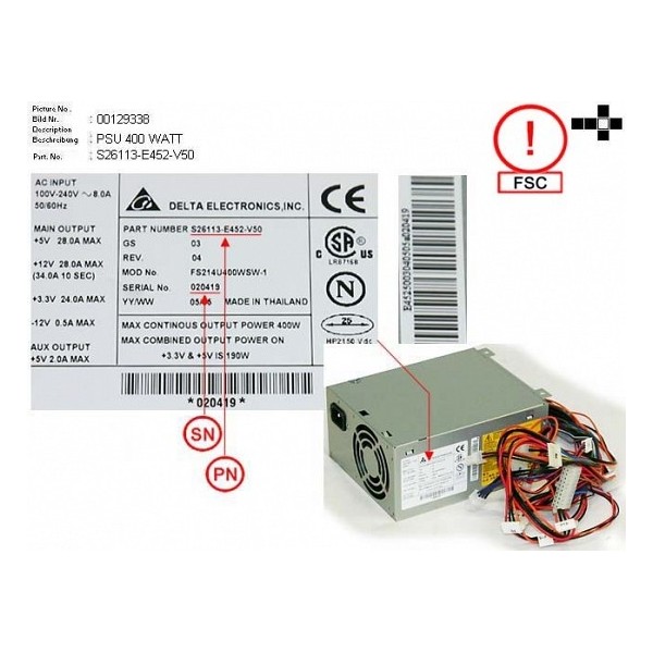 Fuente de Alimentacion FUJITSU S26113-E452-V50 para Primergy TX200