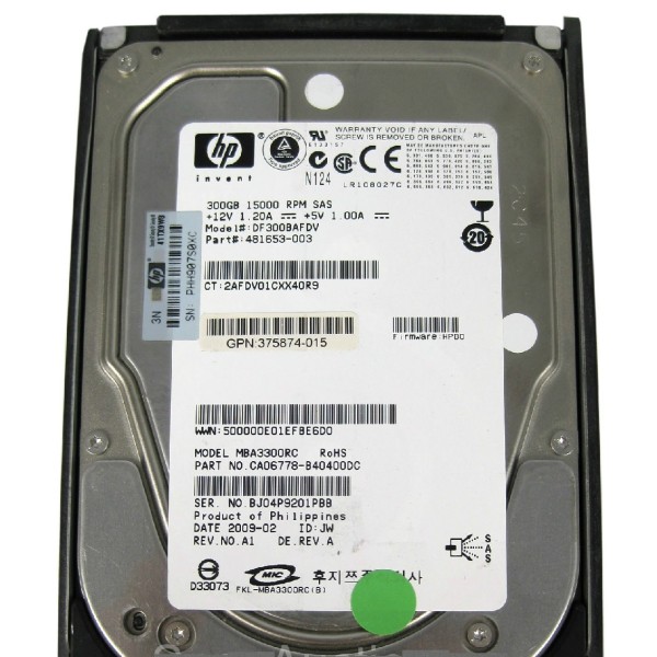 Hard Drive HP 481653-003 SAS 3.5" 300 Gigas 15 Krpm