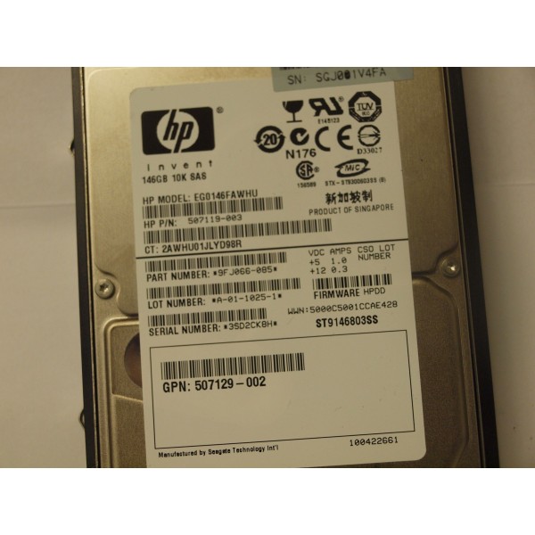 Disque Dur Hp SAS 2.5 10Krpm 146 Gb 507283-001