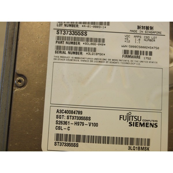 Disque Dur  Fujitsu SAS 3.5 10Krpm 72 Gb S26361-H979-V100