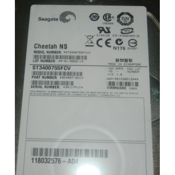 Hard Drive EMC 005048775 FIBRE 3.5" 400 Gigas 10 Krpm