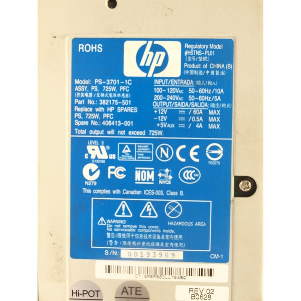 Fuente de Alimentacion HP 382175-501 para Proliant ML350