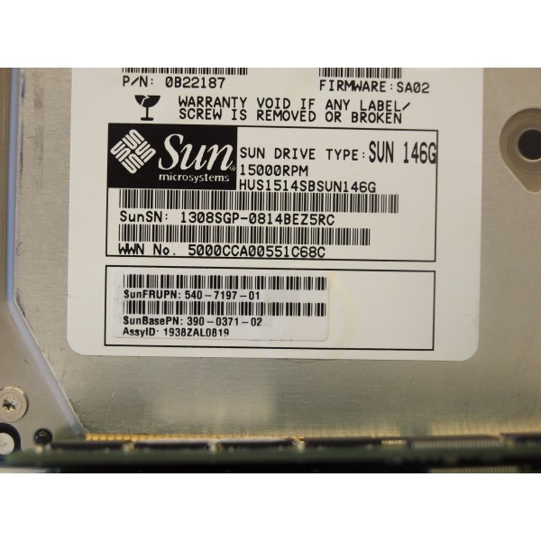 Hard Drive SUN 390-0371-02 SAS 3.5" 146 Gigas 15 Krpm