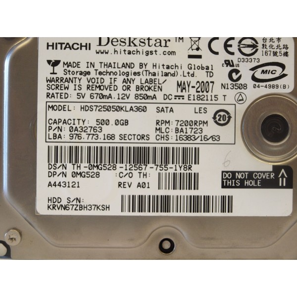 Disque Dur Dell/Emc SAS 3.5 7200rpm 500 Gb MG528