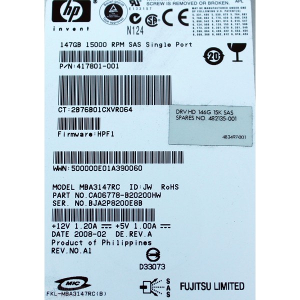Used disk drive HP 417801-001 serveur-occasion.com