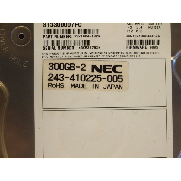 Disco Duro NEC 243-410225-005 FIBRE 3.5" 300 Gigas 10 Krpm